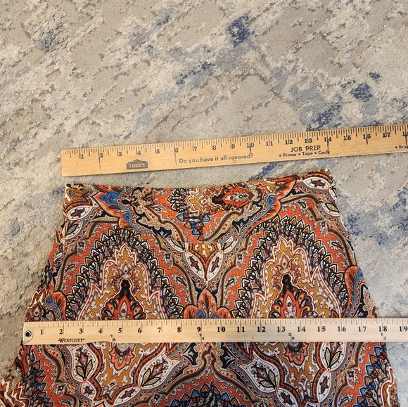 Zara Flare Brown Paisley Printed Pants Size Small Stretch Waist Size Small - Picture 5 of 16